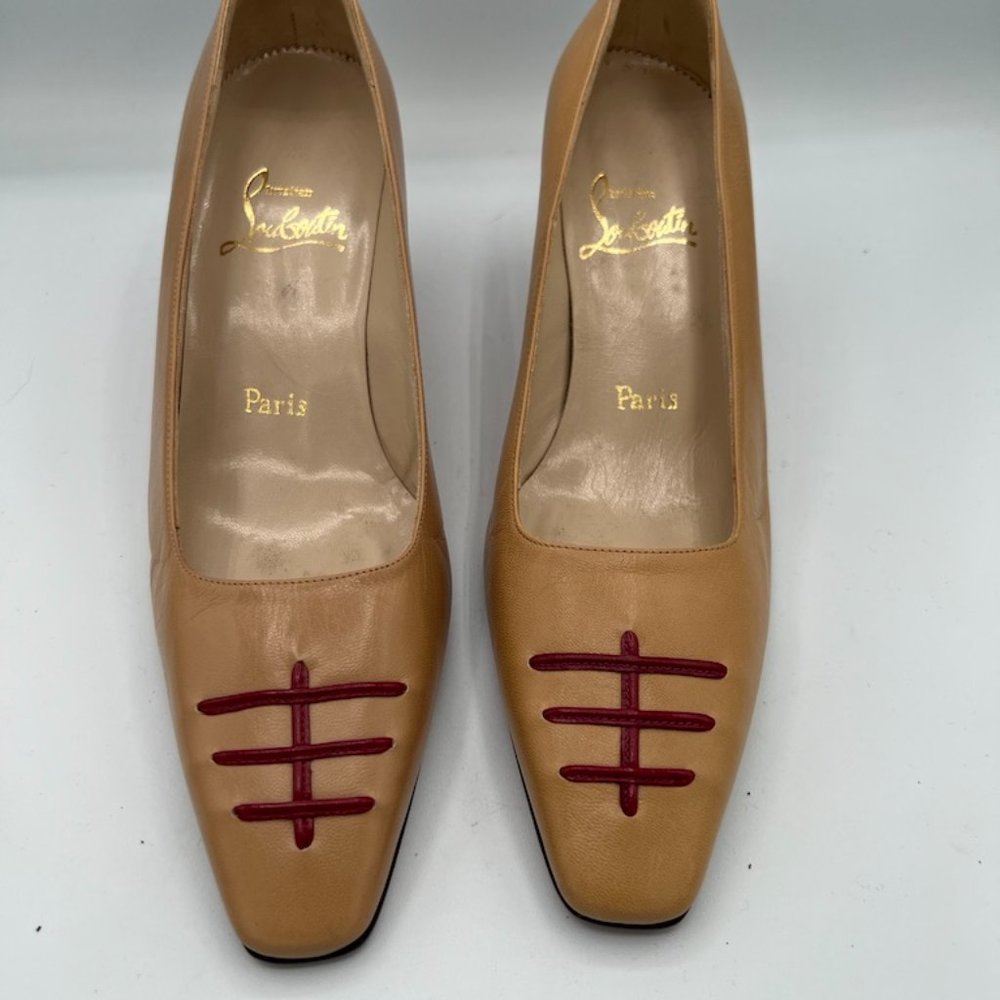 Vintage Christian Louboutin Pumps Tan Leather - Pristine Condition Likely NWOT